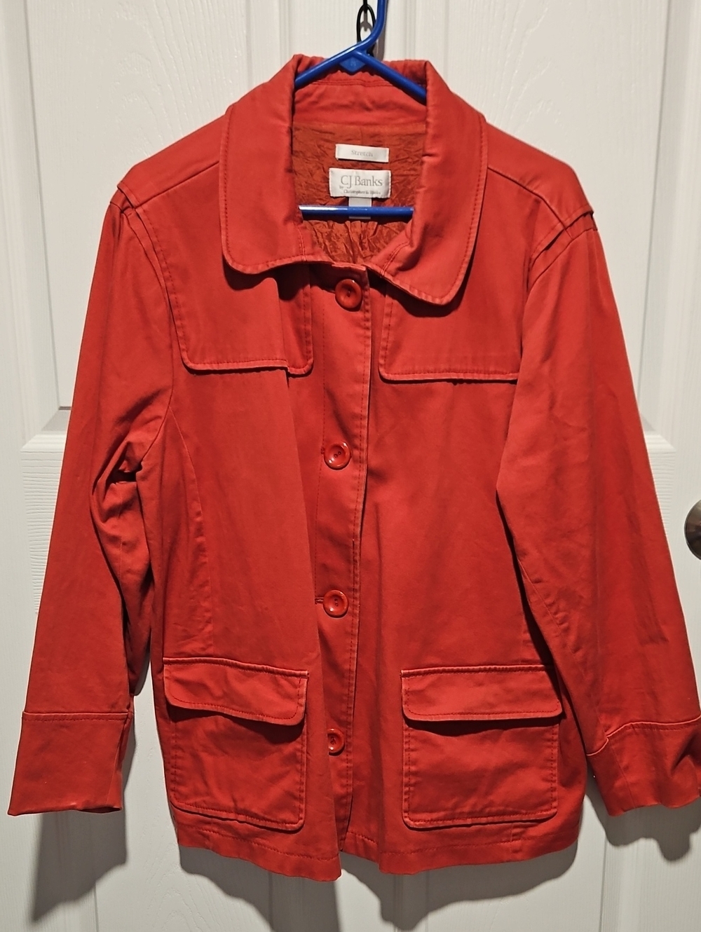 CJ Banks Burnt Orange Button-Front Trench Style Jacket Size 2XL
